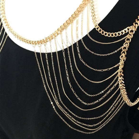 Necklace gold body chain layered boutique jewelry - Picture 5 of 6